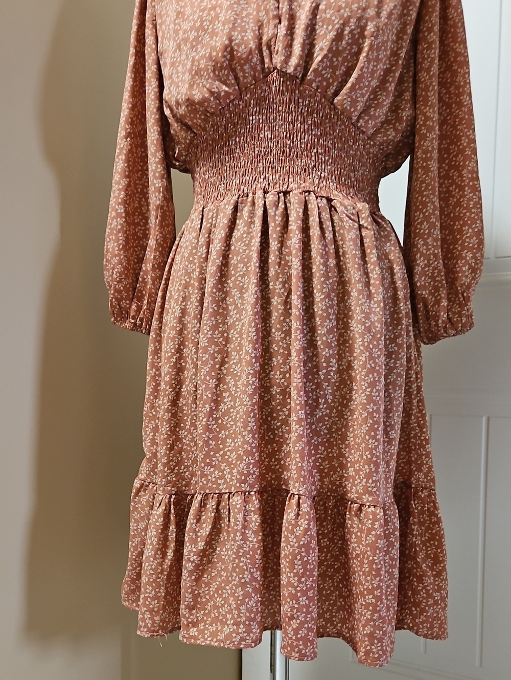 Miley+Molly Smocked Ruffled Hem Boho Chic Cottagecore Dress S - Picture 7 of 15